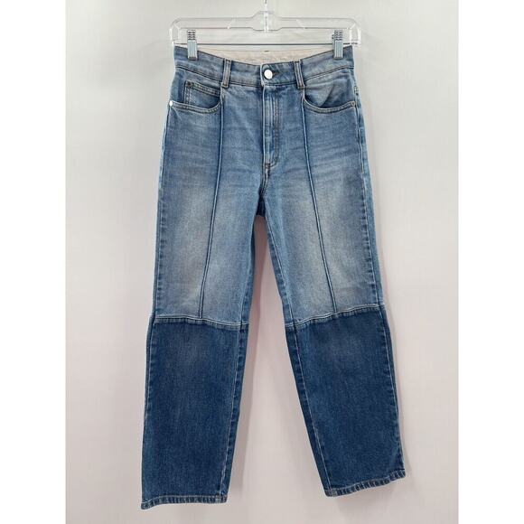 Stella McCartney Denim - Stella McCartney Women’s Straight Legged Cropped Two Tone Jeans Blue Size 24